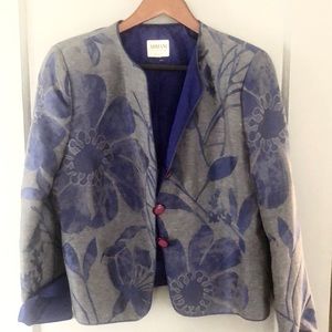 Aramani Collezioni blue and gray suit jacket, blazer, large buttons silky lining